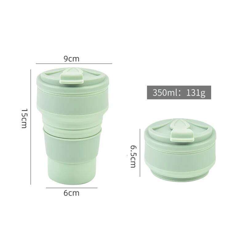 350ML/500ML Silicone Folding Cup Collapsible Mug With Cover Coffee Travel Outdoors Portable Water Drinking Tea Cups Z260314