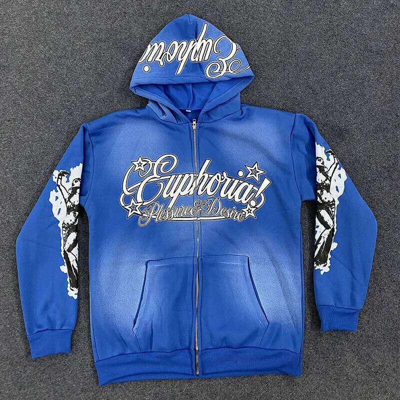 American 2000s Harajuku Hip Hop Casual Joker Vintage Gothic Letter Print Zipper Coat Women Winter Make Old Dopamine Hoodies Z260315