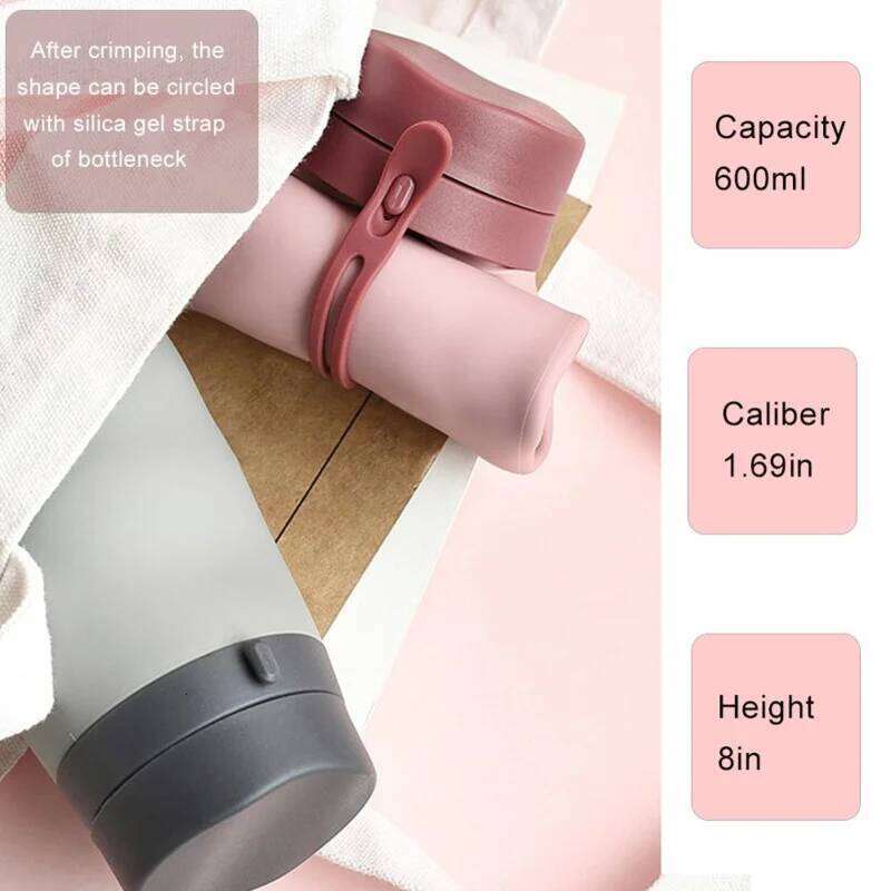 600ml Foldable Bottles Soft Flask Sports Drinking Water Bag Collapsible Portable Outdoor Running Camping Travel BPA Free Z260314