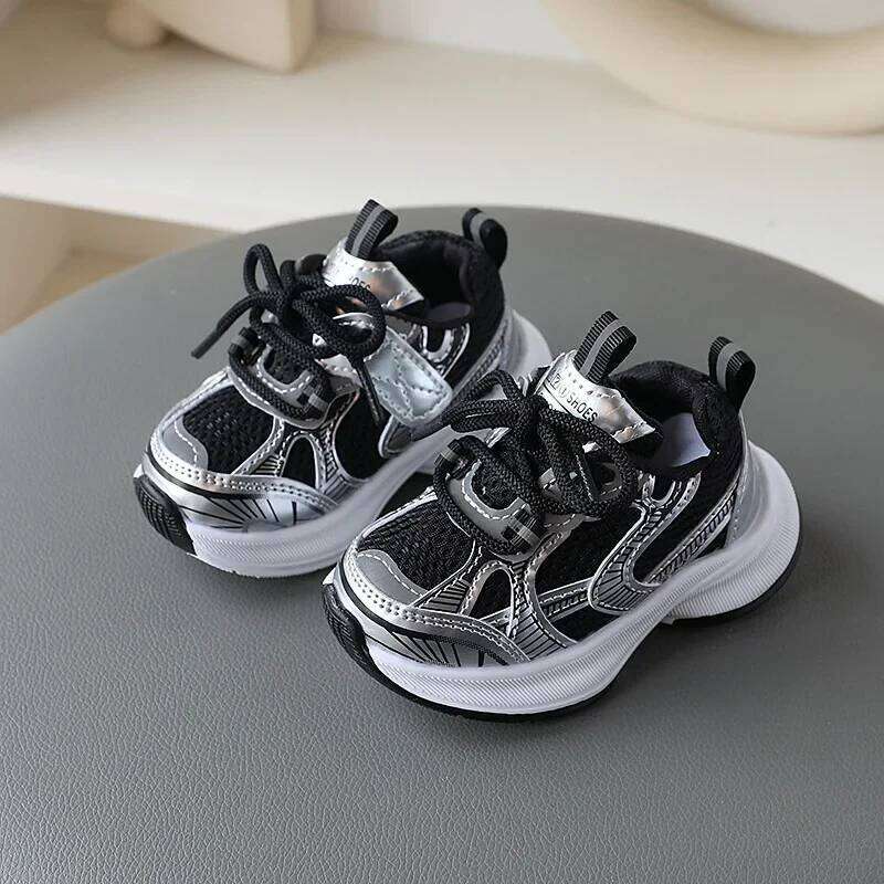 Girls' Sports New Style Soft Sole Children's Casual Fashionable Breathable Stripe Dad Shoes for Kids Boy H08029 26Y0313
