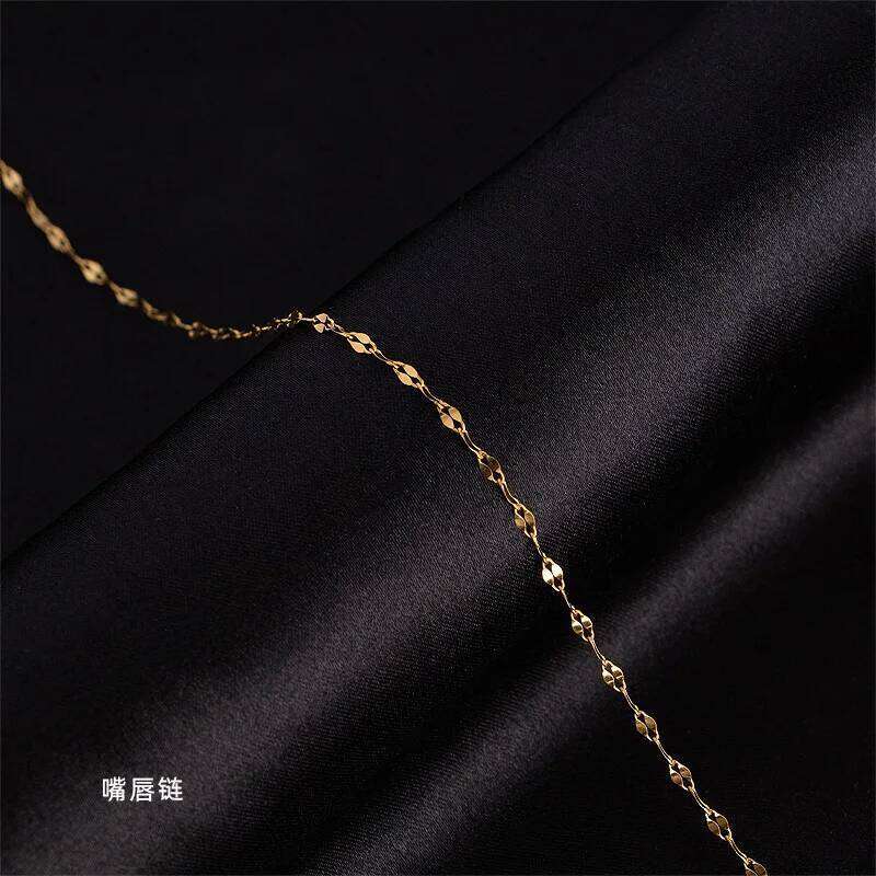 Snake Bone O Link Box Real 14k Gold Clavicle for Women 45cm Chain Necklace Simple Fine Jewelry Gifts H260312