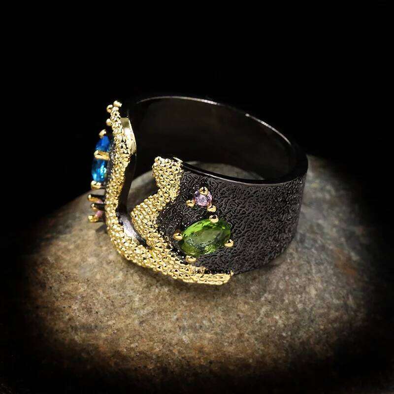 Italian Handmade Abstract Modeling French Retro Romantic Style 925 Silver Colorful Inlaid Zircon High-End Jewelry Gift H260312