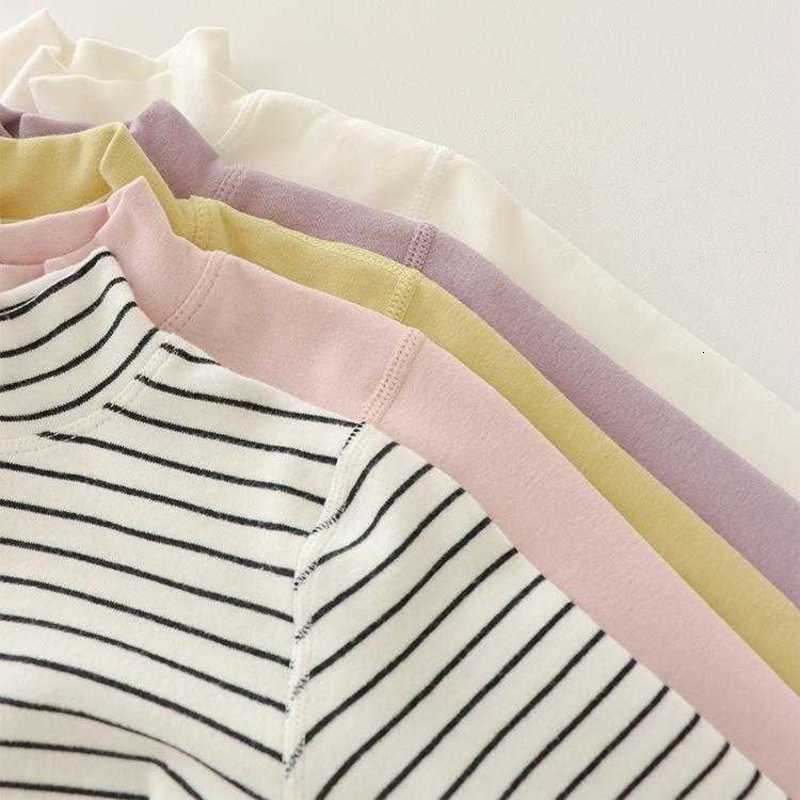 Women's T-Shirt Children's Seamless Mid-Neck Pure Cotton Versatile Base Shirt Brushed Autumn Winter Boys and Girls Seamless Half-High Neck I