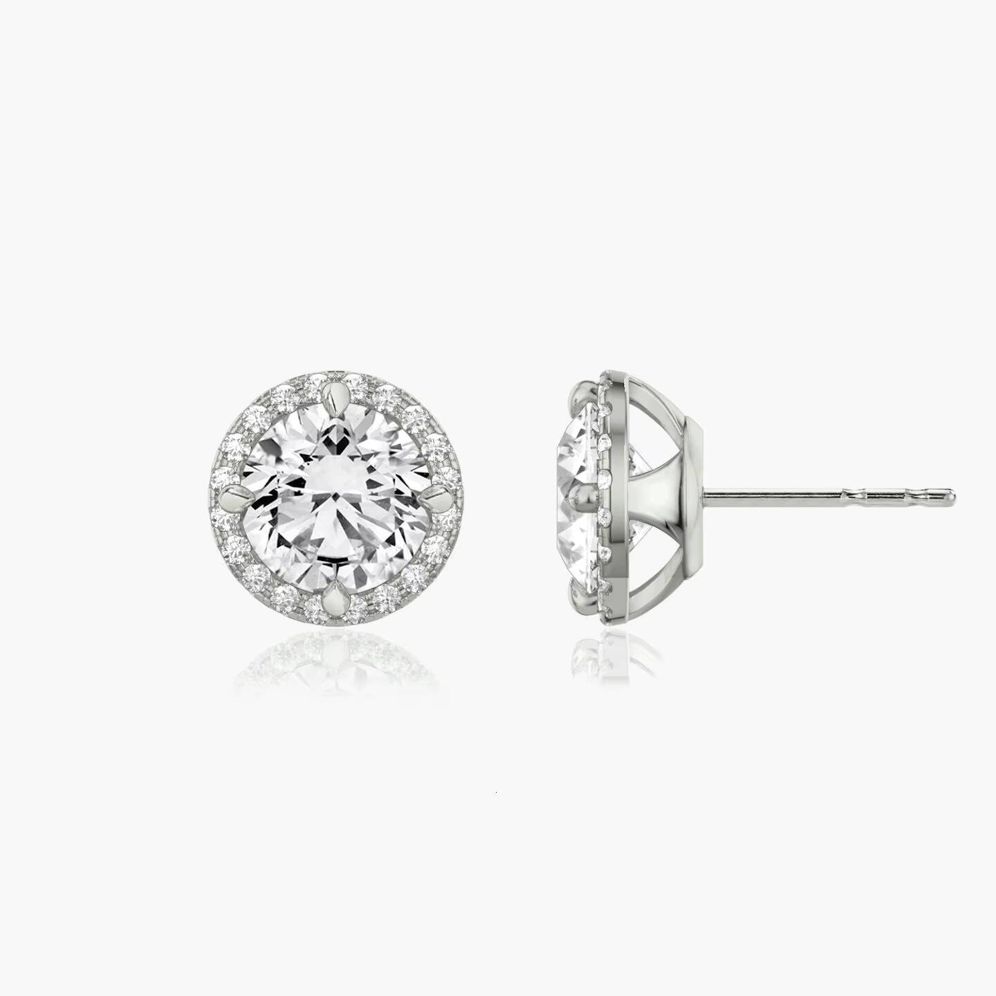 1ct Oval Cut Sterling Silver Plated Moissanite Diamond Dainty Halo Stud Earrings Tishya Diamond Perfect Gift for Her