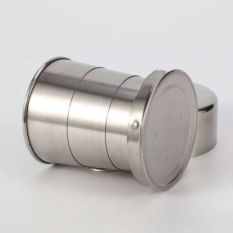 Innovative Foldable Sports CupPportable Outdoor Hook Rotatable And Retractable Stainless Steel Water Cup portable Z260314