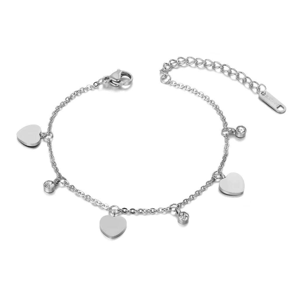 Lokaer Simple Heart Charm With Crystal Anklets for Women Stainless Steel Waterproof Ankle Bracelet Summer Beach Jewelry A19027 Z260313