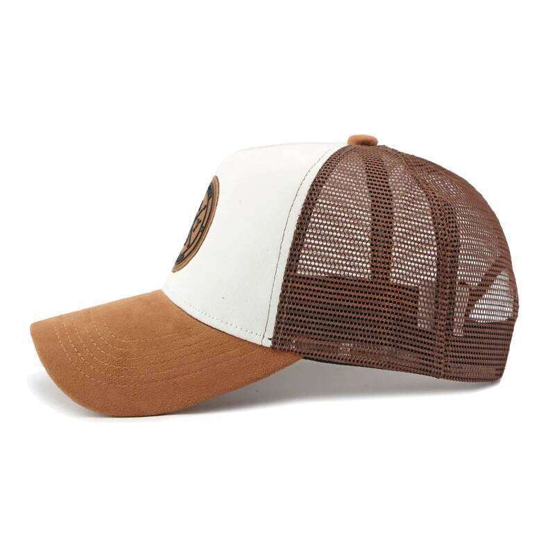 Unisex Summer Baseball Hat with Color Blocking Mesh Ventilation Embroidered Design and Polyester Neutral Grid Sport Duckbill Cap Z260314