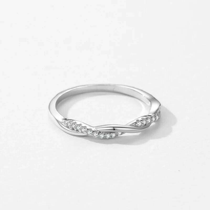 Ailmay 925 Sterling Silver Fashion Shiny Zirconia Staggered Line Design Finger Ring For Women Wedding Statement Fine Jewelry H260312