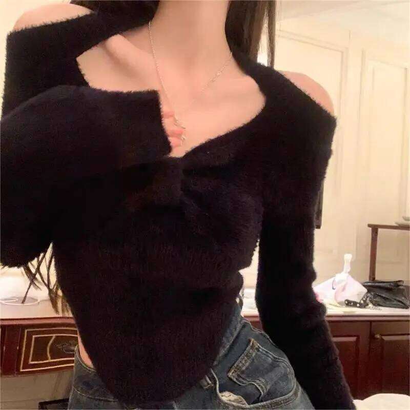 2025 Spring Elegant Pullover Women Casual Solid Korean Style Long Sleeve Knitted Sweet Soft Sweater Female Y2K Crop Tops Z260313
