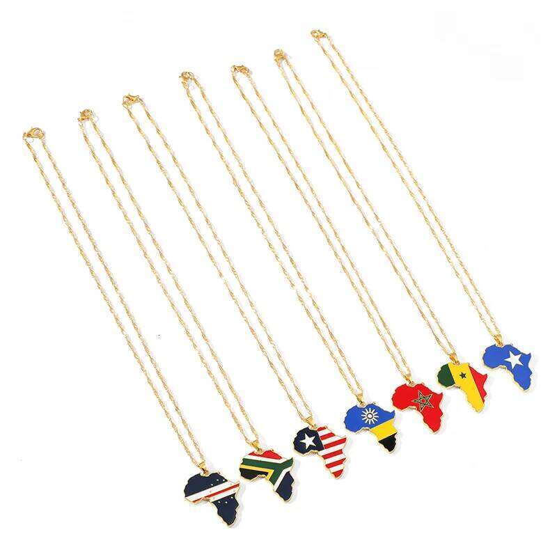Hip Hop Creative Country Map Pendant Metal Necklace Ghana Nigeria Zambia Uganda Liberia Zimbabwe For Women Men Ethnic Jewelry H260312