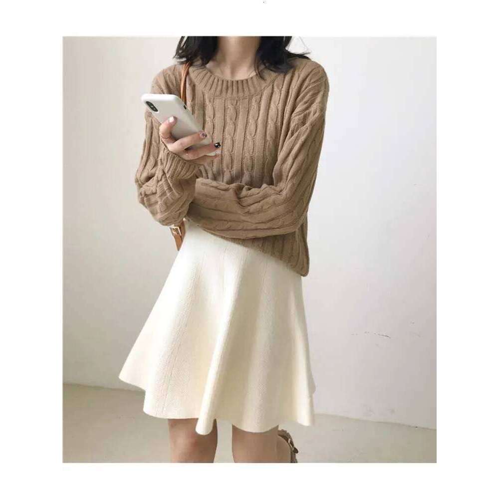 Knitted Mini Women High Waist Pleated Skirt Autumn Winter Streetwear Solid All Match A Line Skirts Z260314