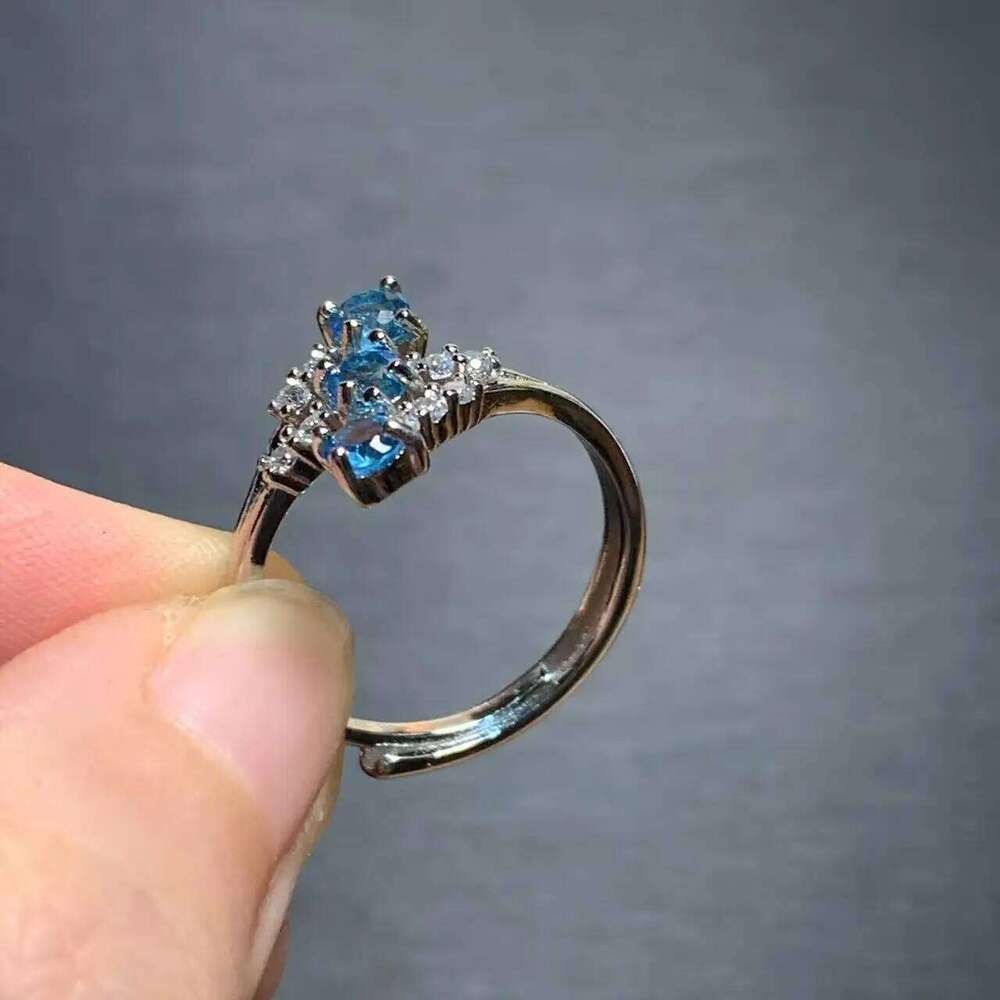 Vintage Natural Blue Topaz Ring For Women Copper Simple Fine Jewelry Stone Gemstone Classic Style H260312