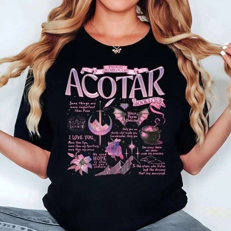 ACOTAR Book Club Shirt Proud Member of The Acotar Shirts Night Court Gift Velaris Valkyrie Tees Women Kawaii Clothes Top Z260314