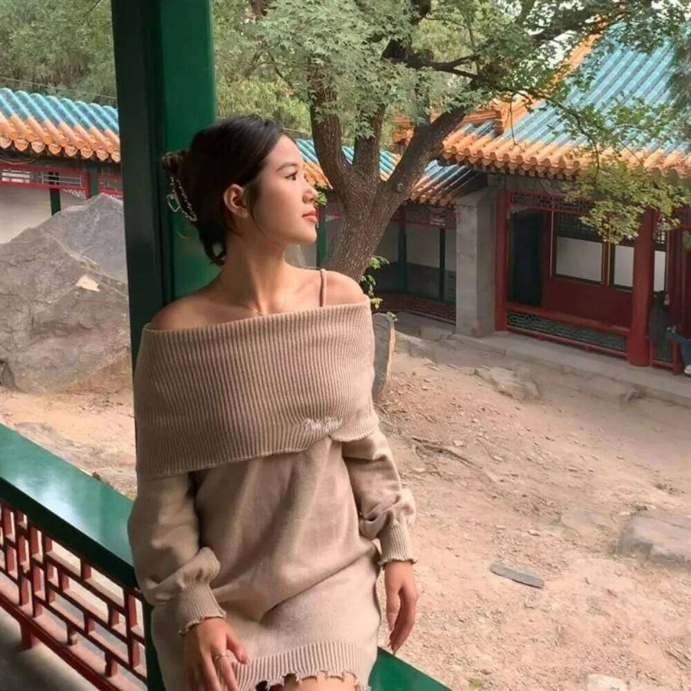 Seoul Spun Sweater Strapless Knit Midi Dress Fall Winter Coquette Style Tummy Control Design Korean Minimalist Chic Z260313