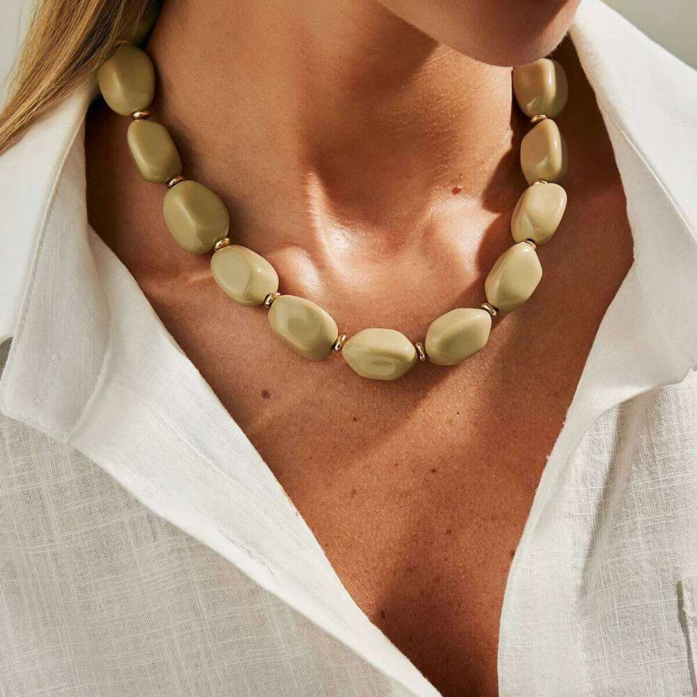 Salircon 5 Styles Bohemian Irregular Acrylic Clavicle Chain Necklace Women Fashion Handmade Bead Choker Necklaces Party Jewelry H260312