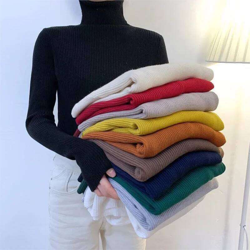 Women's Knitted Pullover Sweater New Sweaters Ladies Turtleneck Top Women Bottoming Jumper Winter Clothes Woman Z260314