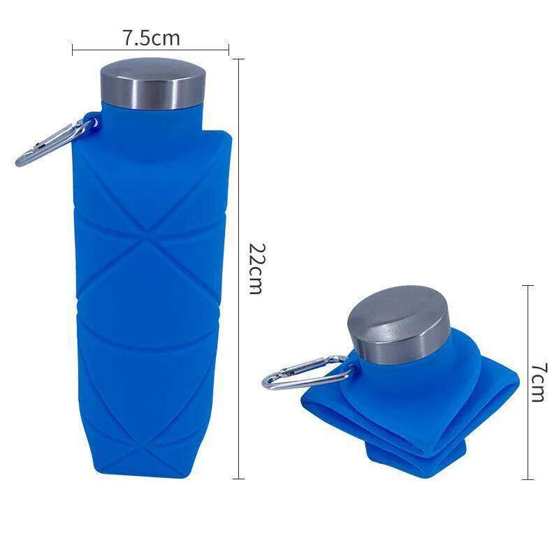 Silicone Anti-Fall Foldable Cup Outdoor Sports Portable Water Bottle Capacity 700 Ml With Mountaineering Buckle Z260313