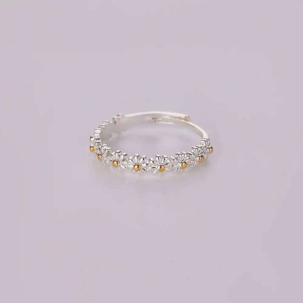 Trendy Tiny Daisy Rings For Women Men Gold Plated Stainless Steel Flower Ring Open Adjustable Couple Aesthetic Jewelry Gift H260312