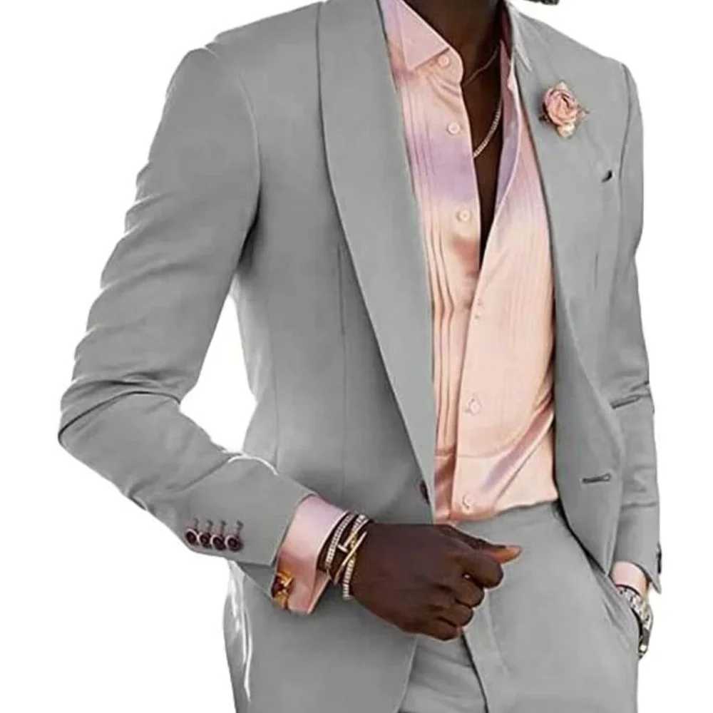 Mens 2-Piece Tuxedo Slim Fit Moda Masculina Wedding Smoking Blazer Jacket And Pants Traje Homme Mariage Fitted Formal Wear M260313