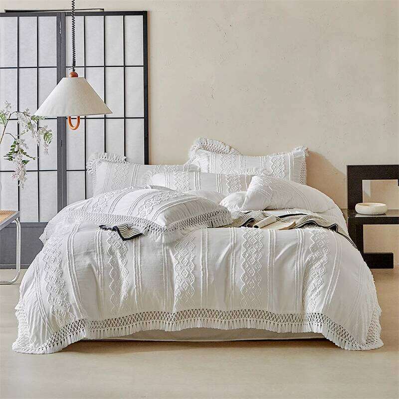 Baroque Style Large Tassel Bedding Set High Quality Skin Friendly Fabric Bed Sheet/Fitted Sheet Pillowcases Queen King Size 4Pcs H260312 - view 4