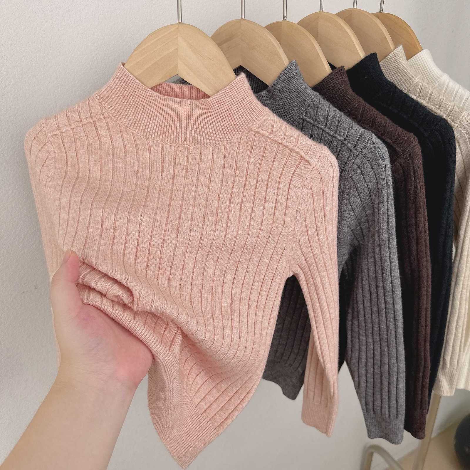 Pullover Children's Baby Half Turtleneck Base Shirt Boys and Girls Wool Sweater Pullover Ribbed Warm Soft Knitted Sweater