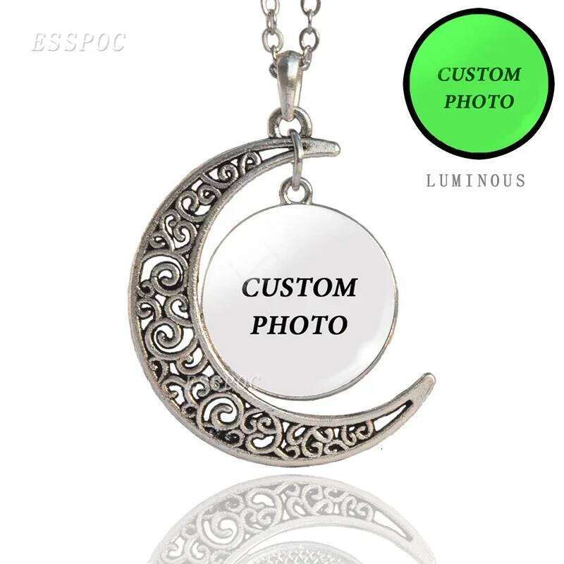 Luminous Men Women Creative Gifts Custom Personalized Pendants Necklace DIY Photo Glass Cabochon Jewelry Glow In The Dark H260312
