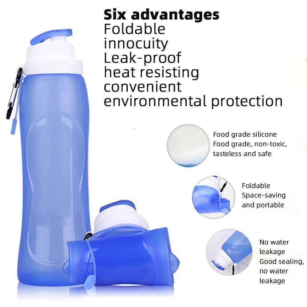 Silicone Folding Soft Outdoor Sports Bottle Foldable 500ML Water Bag Running Camping Hiking Z260313