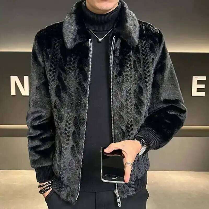 Men's Plush Thick European Style Faux Leather Jacket Men Fur Coat Jaqueta De Couro Masculina Z260313