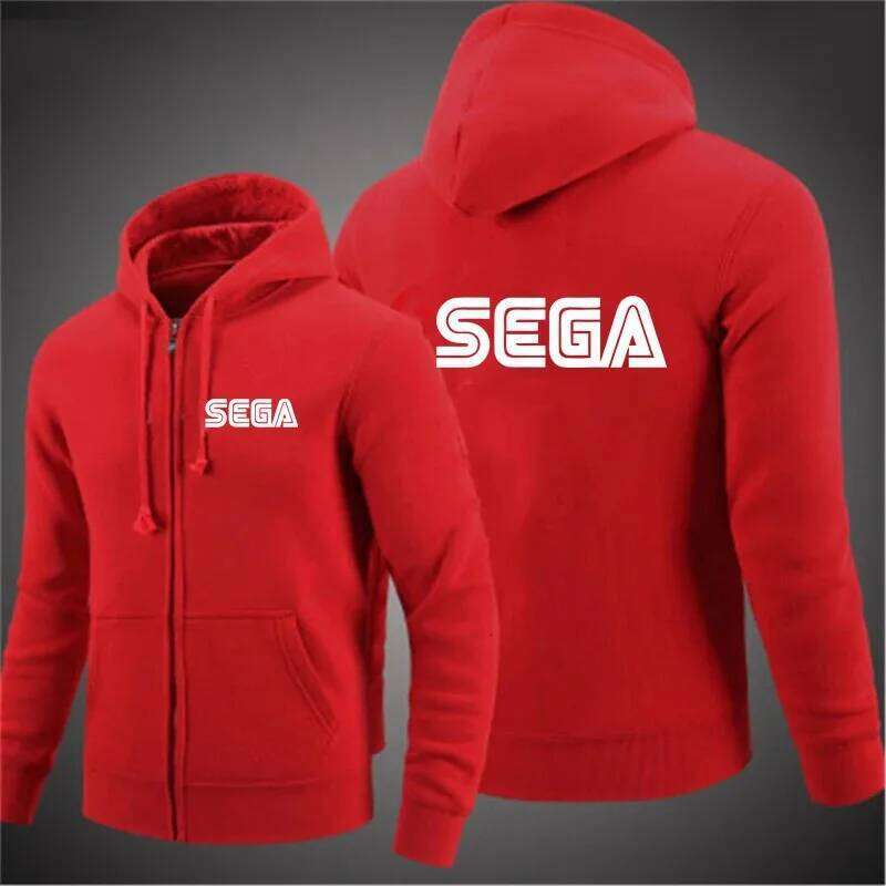 Men's Sega Zipper Casual Hoodie Outdoor Sports Shirt Top Z260314