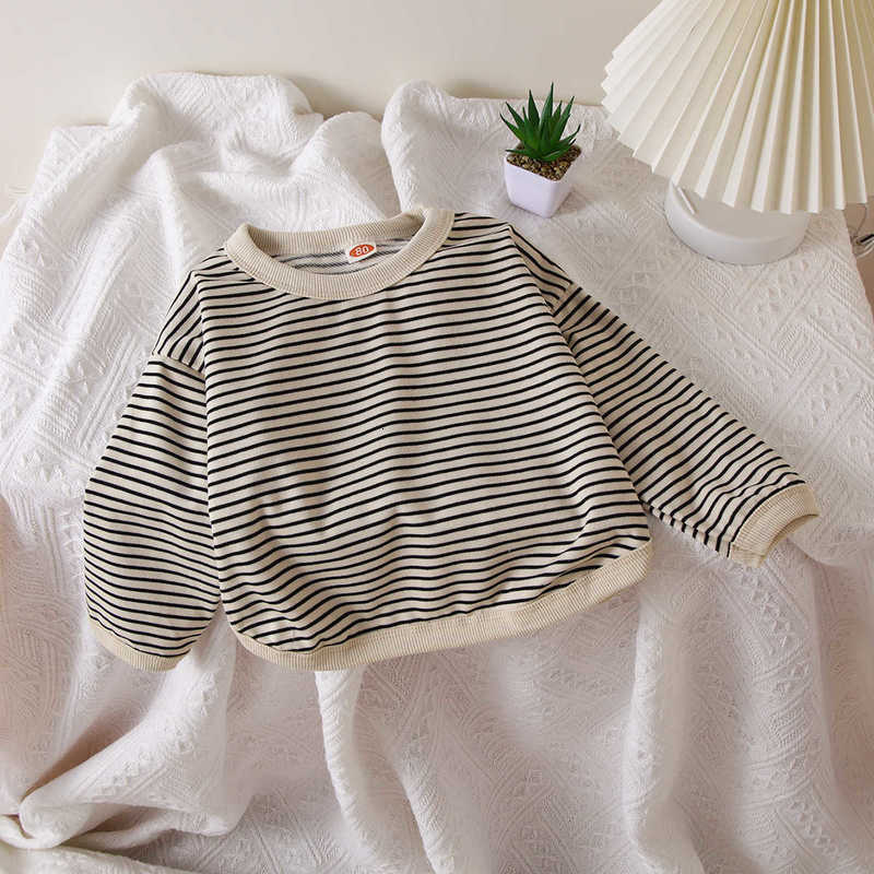 Women's T-Shirt Spring and Autumn New Children's Clothing: Boys' T-shirts Korean-style girls' striped sweatshirts loose long-sleev