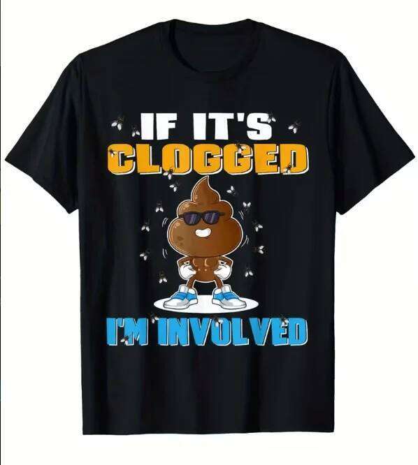 Black Short Sleeved T-shirt with Fun Design Food Quotes Printed Casual Versatile Top for Men and Women Summer Fashion Z260314