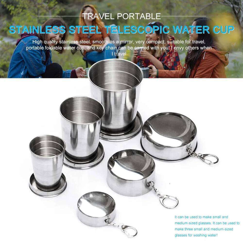 75ml/150ml/250ml Collapsible Portable with Keychain Outdoor Travel Folding Cup for Camping Picnic Z260313
