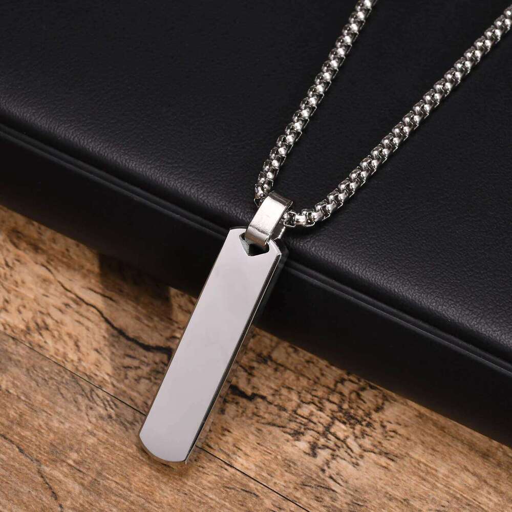 Initials Vertical Bar Necklace for Men,Stainless Steel A-Z 26 Letters Charm Geometric Pendant Collars,Stylish Jewelry Gift H260312