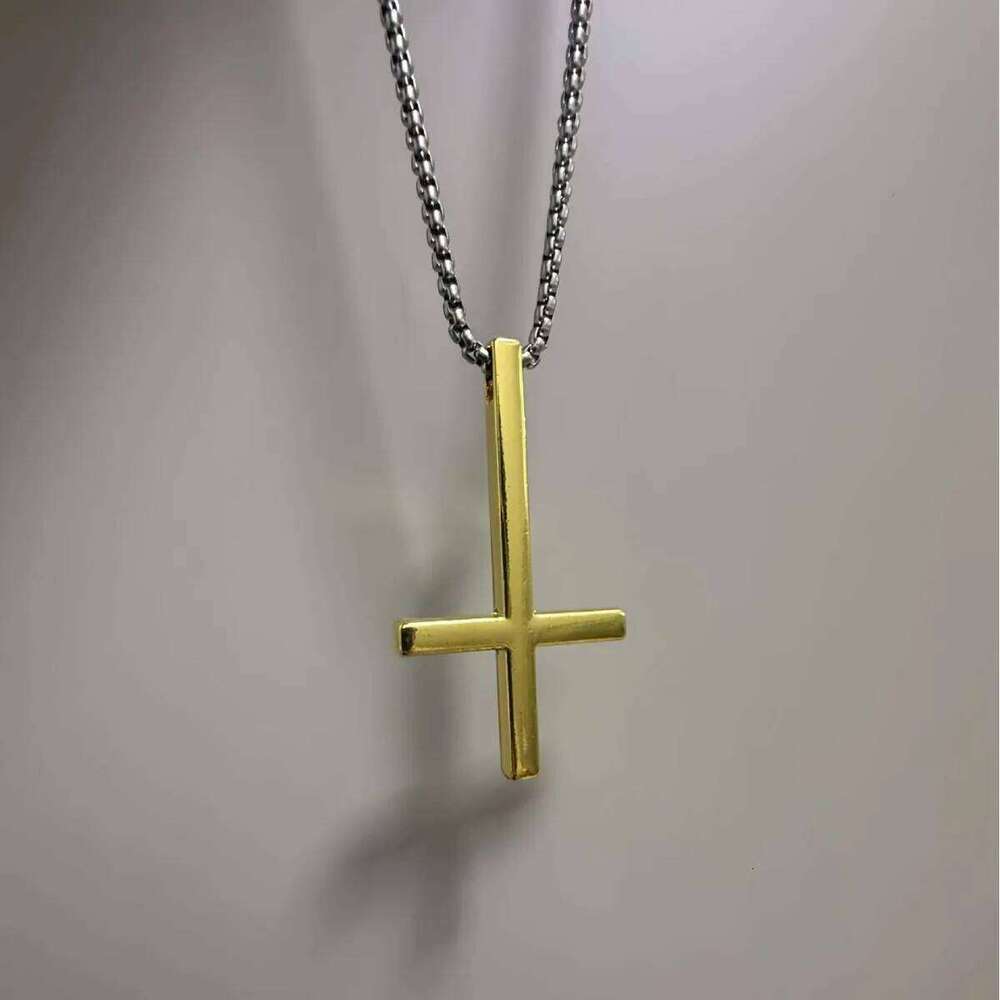 Inverted cross necklace,punk jewelry,stainles steel,gold Color,minimalist,hippie,Gothic accessory,Y2k,cross Choker For Women Man H260312