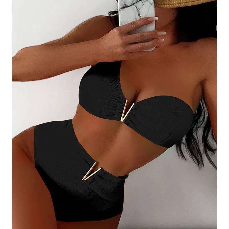 Black Sexy Bikinis 2026 Women High Waist Swimwear Female Swimsuit Swim Wear Bathing Suits Brazilian Bikini Set Beachwear Bather Y260303