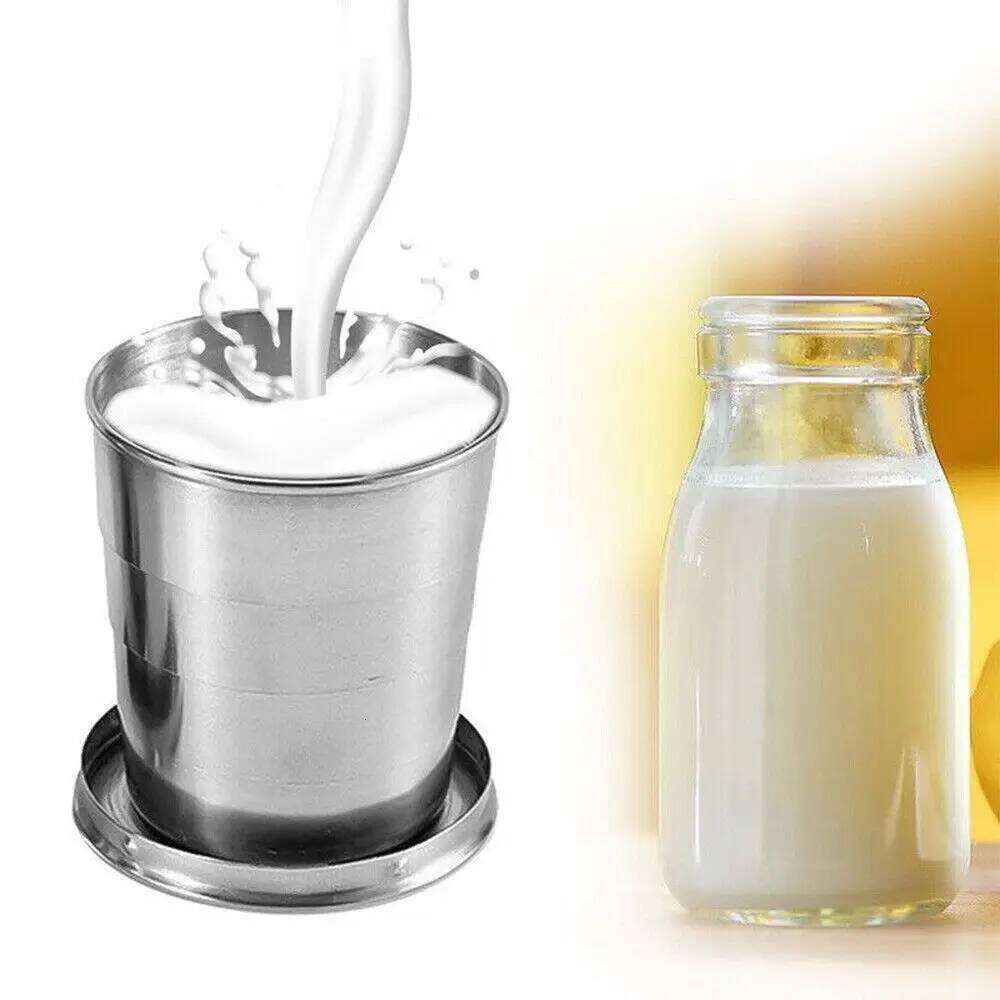 Folding Collapsible Cup Outdoor Travel Telescopic Mug Coffee Handcup Stainless Steel With Keychain Portable Z260314