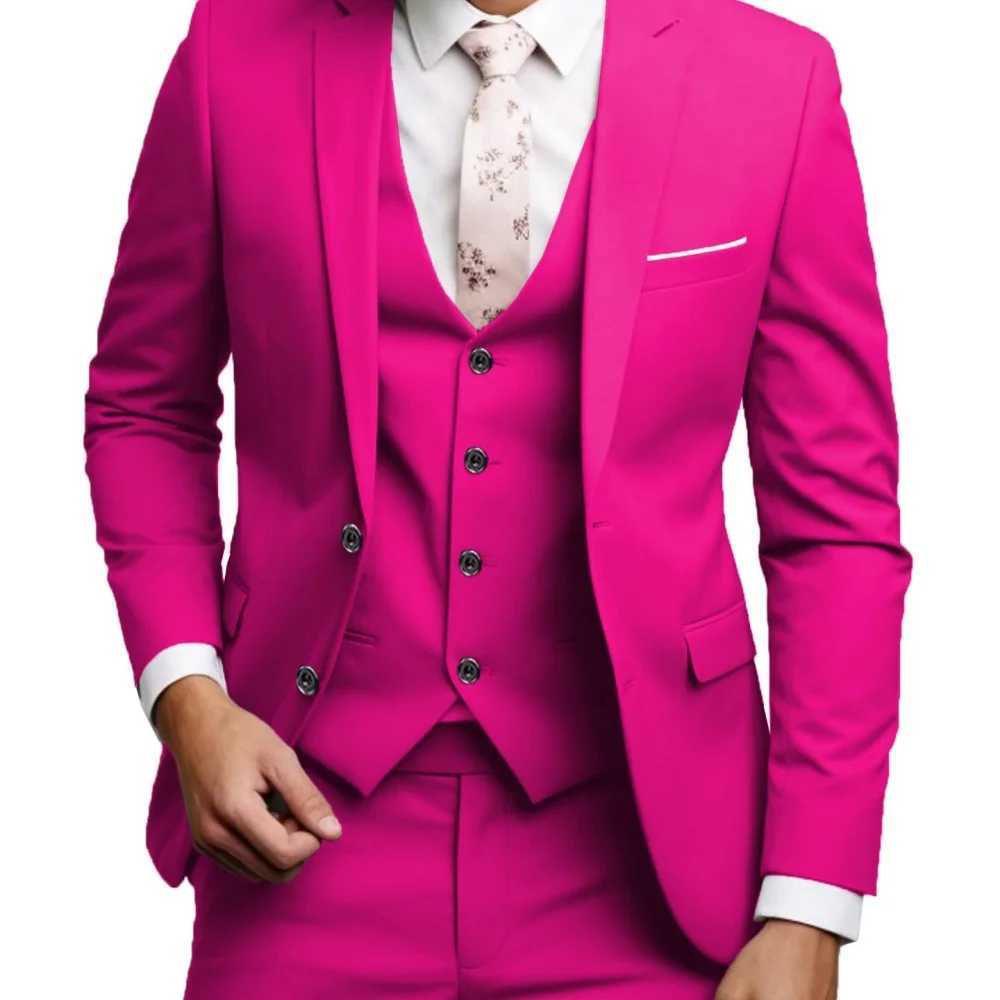 Beige Slim Fit Mens Suit Elegant Wedding 3-Piece Set Notched Lapel High-Quality Ternos Masculinos Jacket And Waistcoat M260313