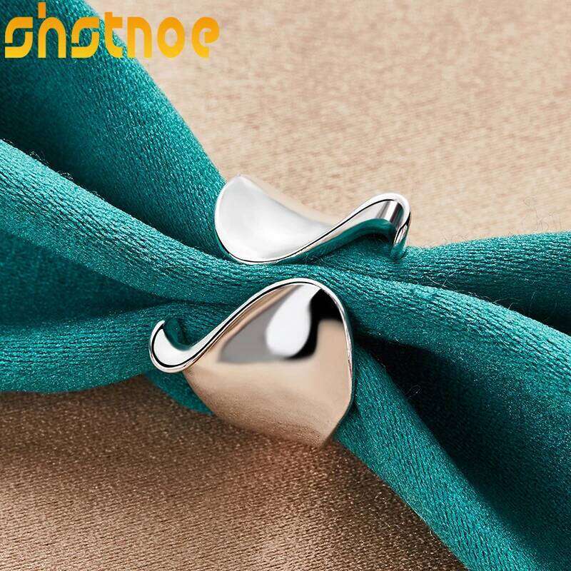 New 925 Sterling Silver Glossy Irregular Open Ring For Women Man Bridal Wedding Bands Abstract Jewelry Fashion Charm Accessories H260312