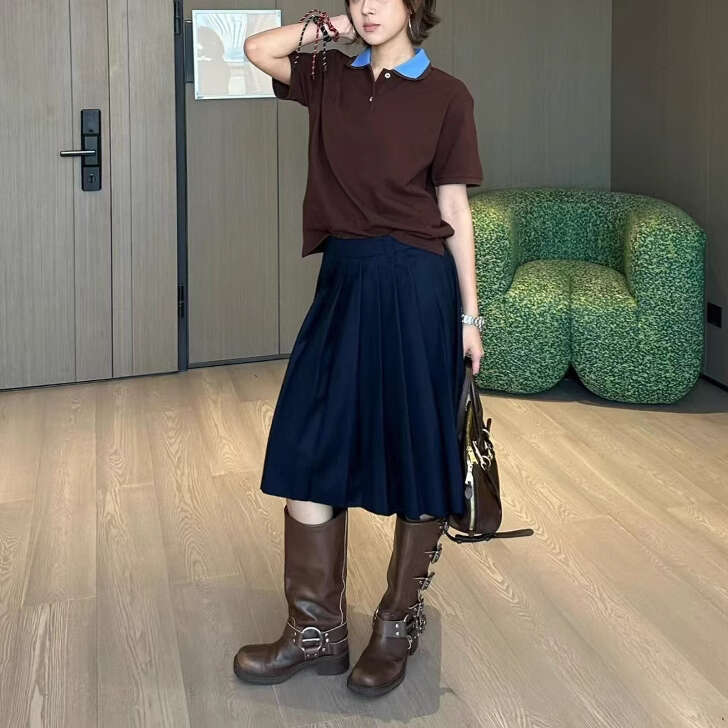 2026 Spring and Summer c10 New Color blocked Double layered Collar Simple Solid Color Loose Multi functional Women's Short sleeved T-shirt