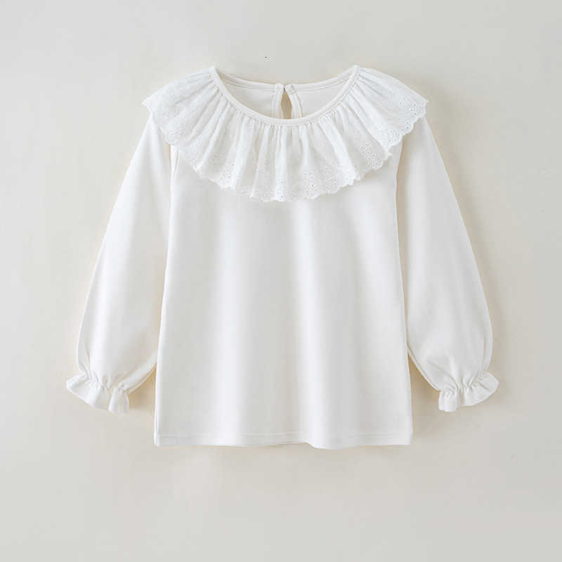 T-shirts Children's T-shirt for spring and autumn pure cotton girls' base shirt baby lace collar white shirt versatile inner wear for toddle
