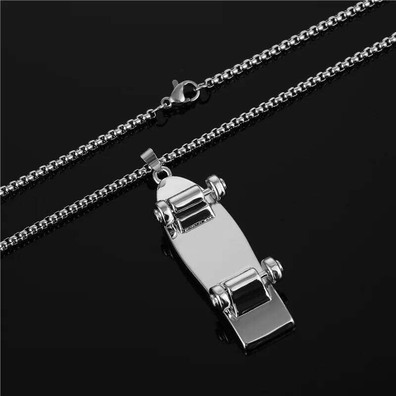 OFF THE WALL Slogan Skateboard Ladies Men Stainless Steel Pendant Necklace Punk Jewelry Wholesale H260312