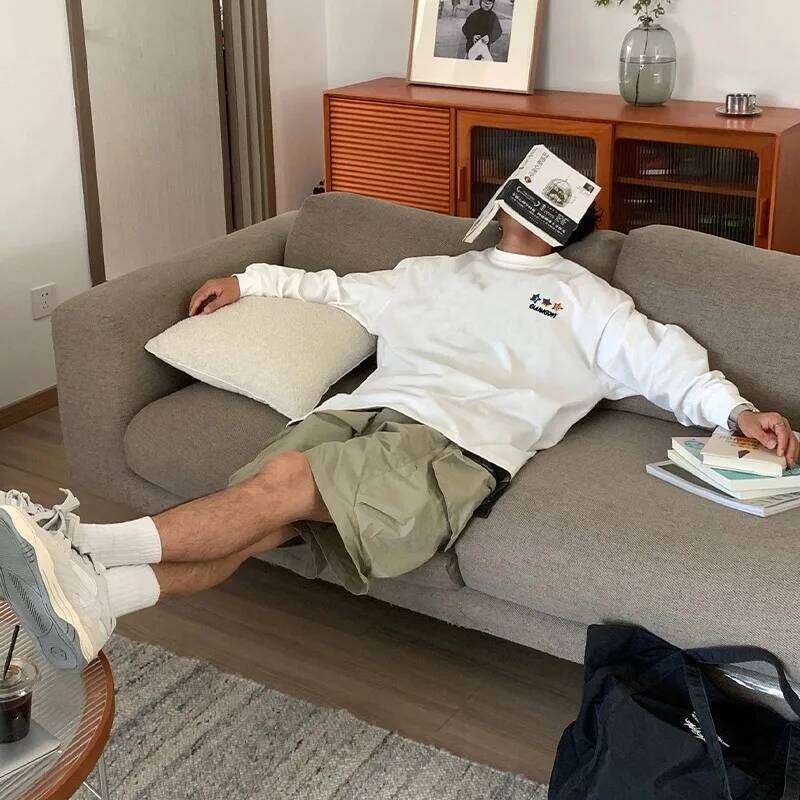 American Red Star Letter Print T-shirt Men's Autumn 2025 New 100% Cotton Round neck Long sleeved Tee Loose Y2k Top men clothing Z260314