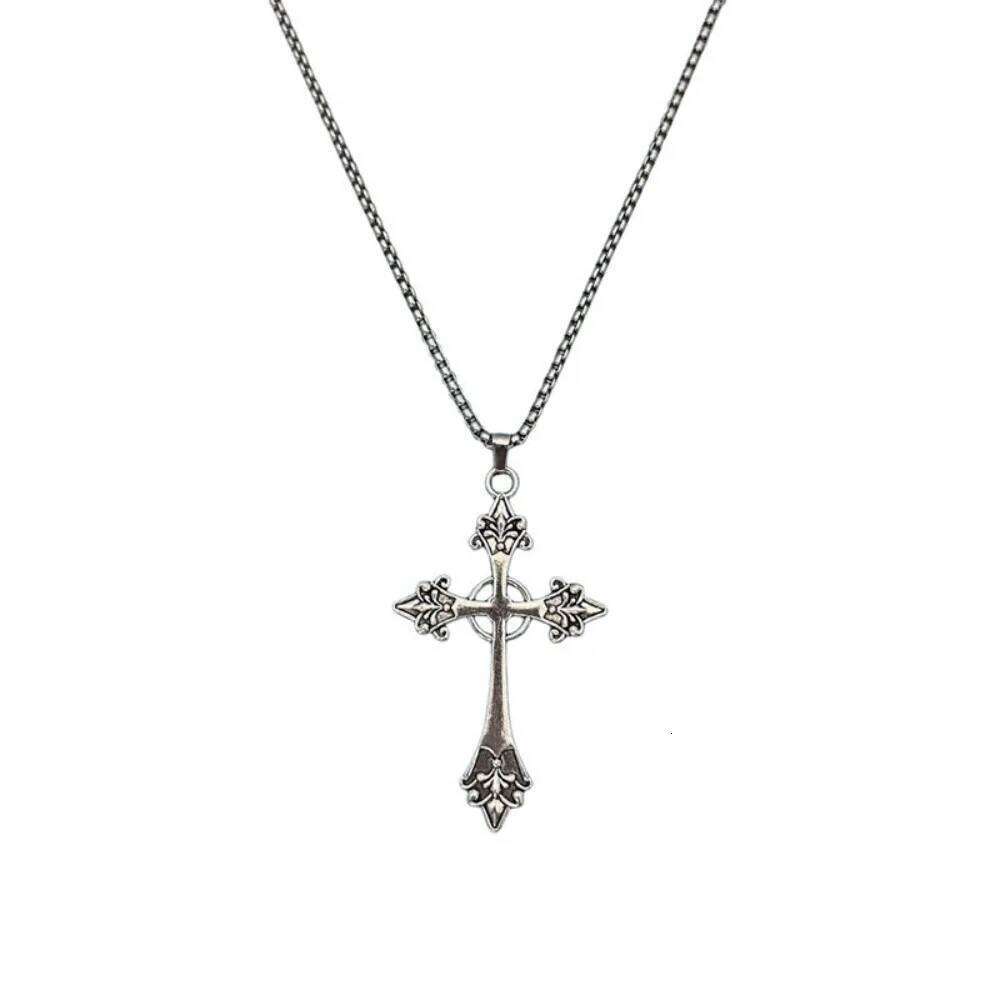 Summer Black Rhinestone Cross Jesus Pendant Choker Necklace for Women Punk Vintage Double Layers Chain 2025 Neck Boho Jewelry H260312