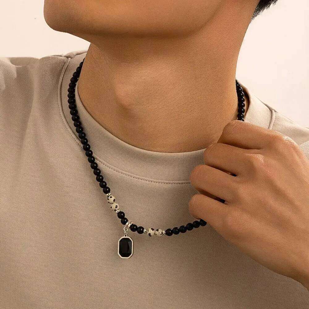 Ethnic Men Retro New Chinese Style Hand Rope Black Crystal Necklace Jewelry Accessories Handmade H260312