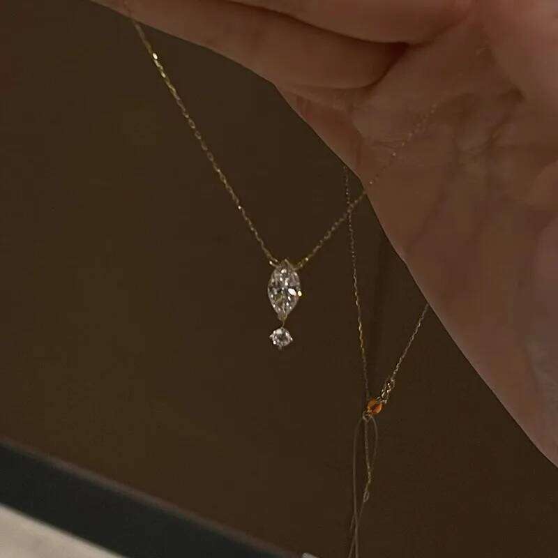 ENSHIR Water Droplet Zircon Pendant Necklace For Women Clavicle chain Simple Lady Daily Jewelry Gift Wholesale H260312