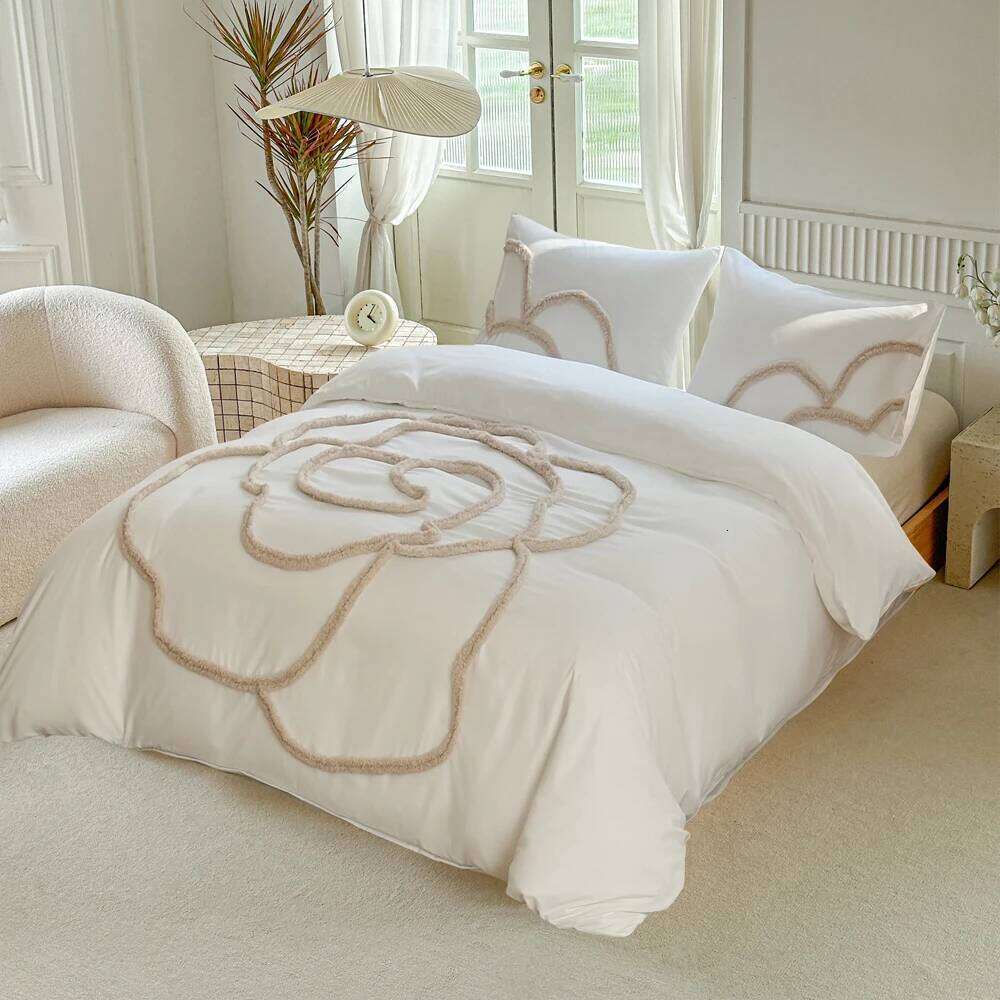 Embroidery Bedding Set 3D Flower Duvet Cover Pillowcase US EU Textile Home Bed Linens H260312 - view 4