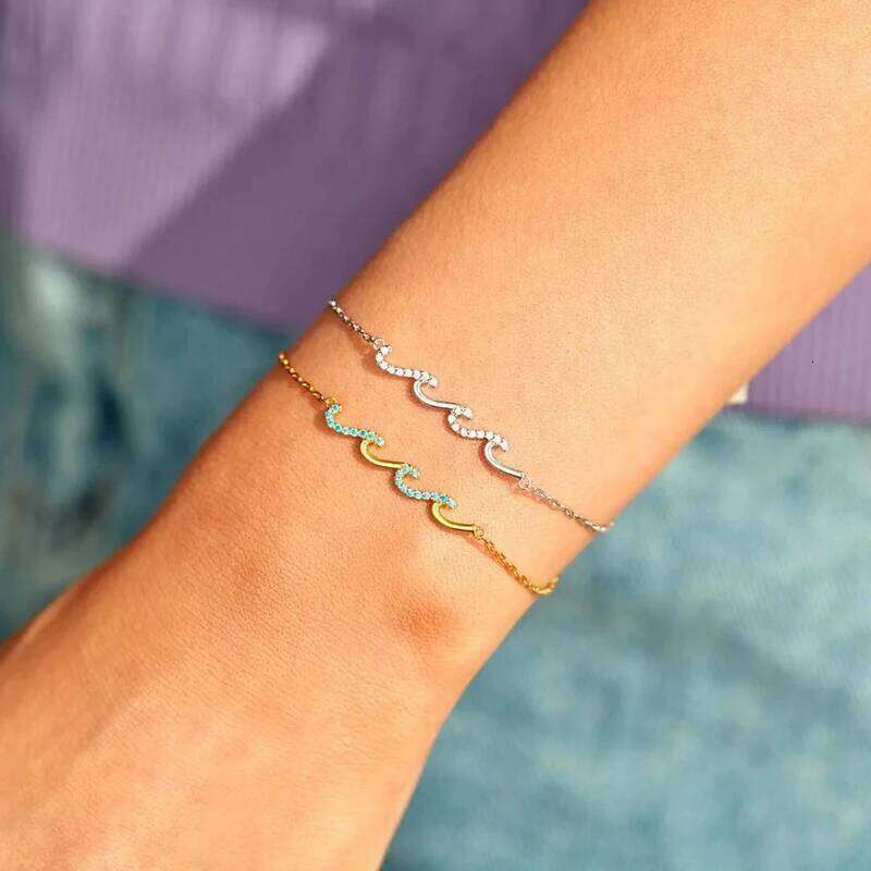 New 925 Sterling Silver Wave Personality Charm Geometric Shape Woman Bracelet Birthday Gift Exquisite Jewelry Z260313