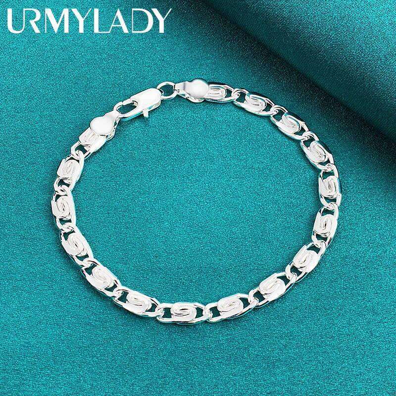 URMYLADY 925 Sterling Silver Paper Clip Chain Bracelet For Women Men Wedding Engagement Fashion Jewelry Z260313