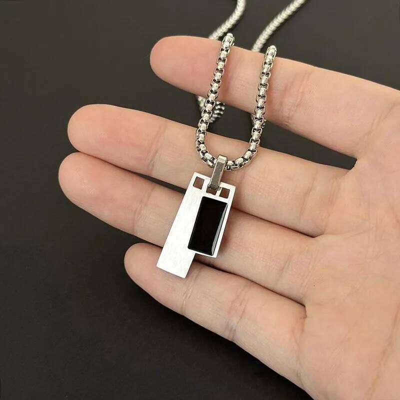 Trendy Stainless Steel Two-Tone Dog Tag Necklace Minimalist Double Pendant Sweater Chain Neck Jewelry for Men Women Casual Gift H260312