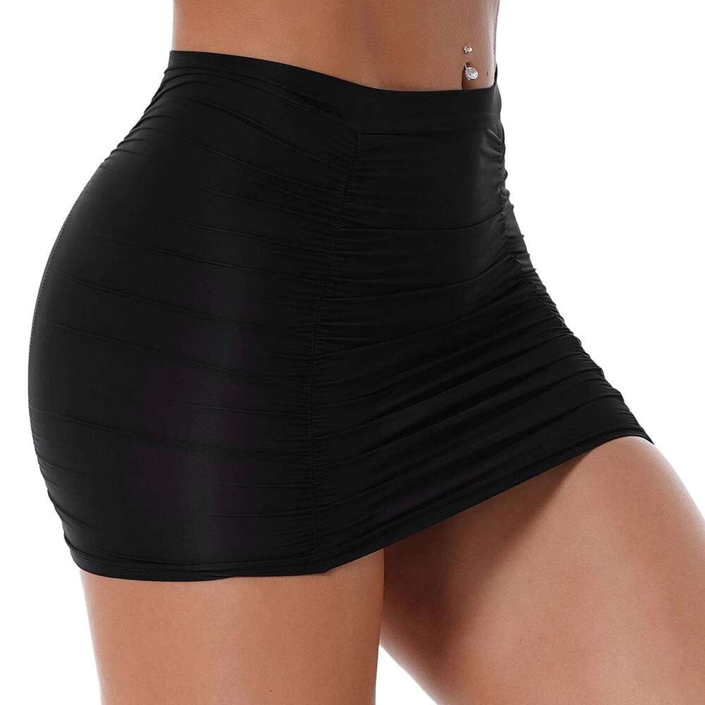 Sexy Party Nightclub Women Tight Pencil Short Summer Ladies Mid Waist Stretchy Shirring Ruched Bodycon Mini Skirts Z260314